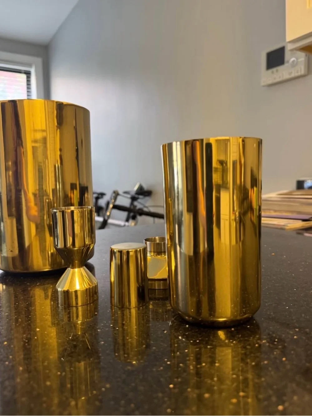 West Elm Gold Stainless Steel Wine Chiller and Cocktail Shaker Set